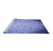 Sideview of Machine Washable Transitional Sky Blue Rug, wshpat3502blu