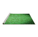 Sideview of Machine Washable Transitional Green Rug, wshpat3502grn