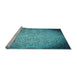 Sideview of Machine Washable Transitional Blue Rug, wshpat3502lblu