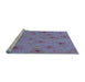 Sideview of Machine Washable Transitional Denim Blue Rug, wshpat3503lblu