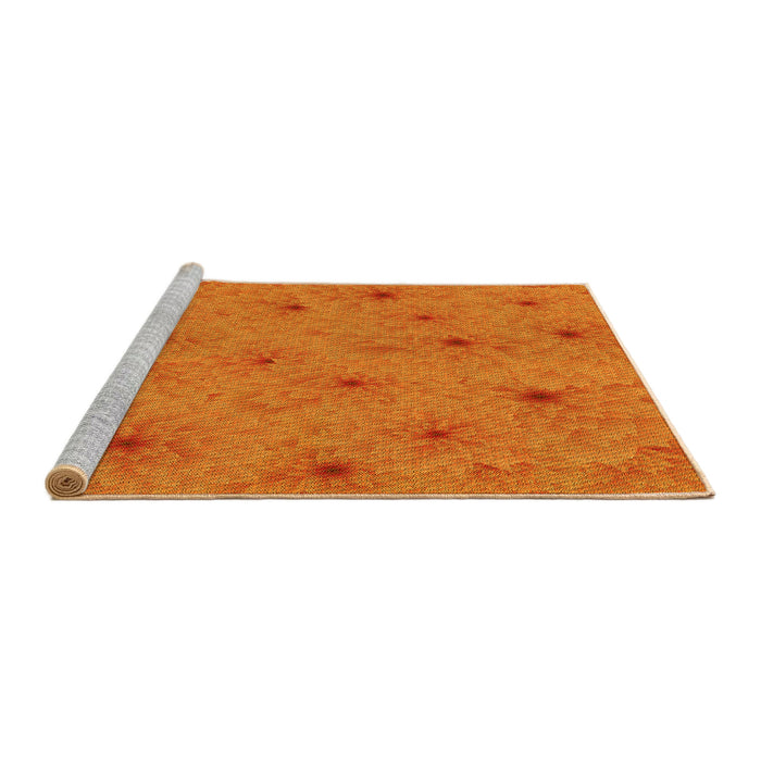 Sideview of Machine Washable Transitional Neon Orange Rug, wshpat3503yw