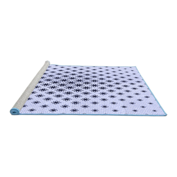 Sideview of Machine Washable Transitional Lavender Blue Rug, wshpat3504blu