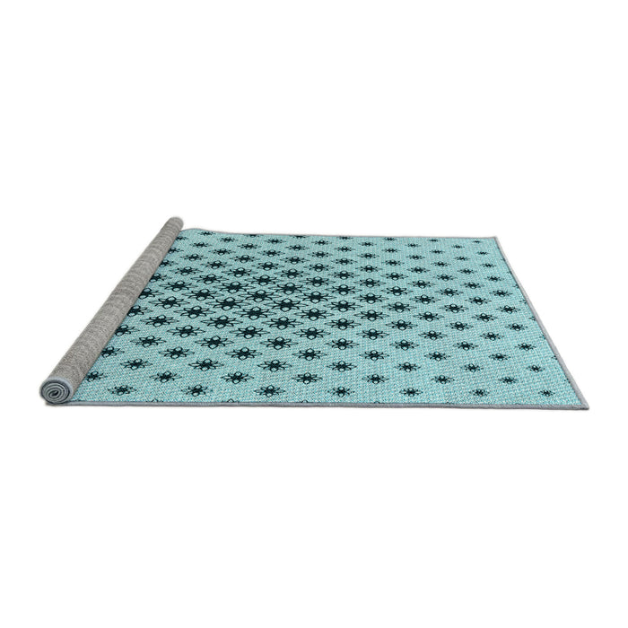 Sideview of Machine Washable Transitional Seafoam Green Rug, wshpat3504lblu