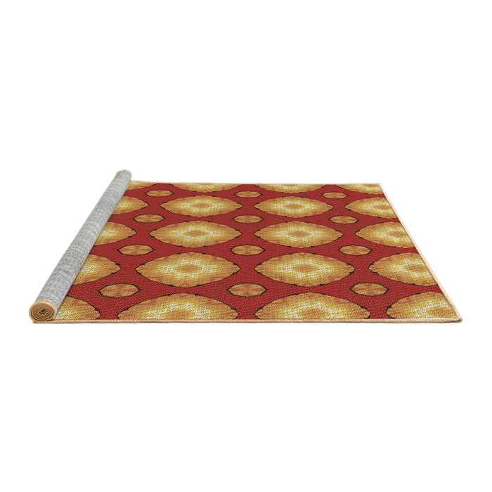 Sideview of Machine Washable Transitional Red Rug, wshpat3505brn