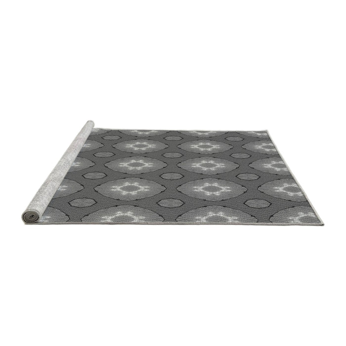 Sideview of Machine Washable Transitional Grey Gray Rug, wshpat3505gry
