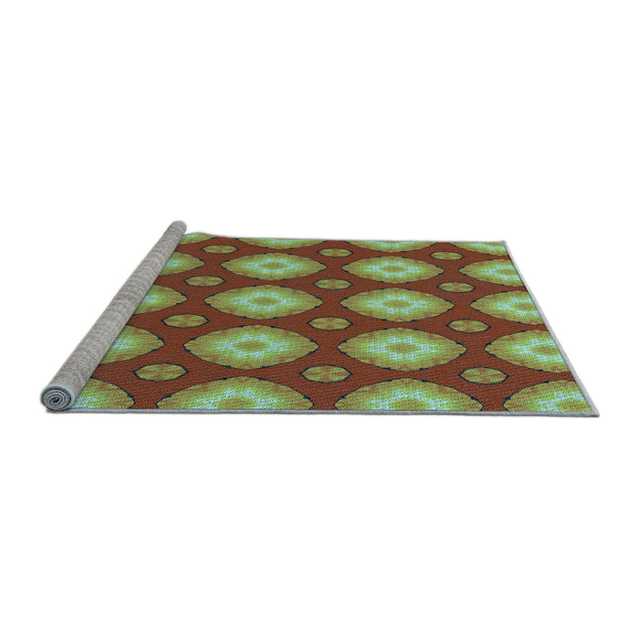 Sideview of Machine Washable Transitional Yellow Green Rug, wshpat3505lblu