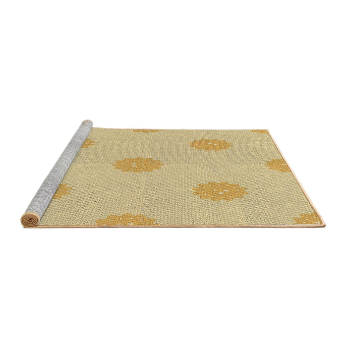 Sideview of Machine Washable Transitional Golden Gold Rug, wshpat3506brn