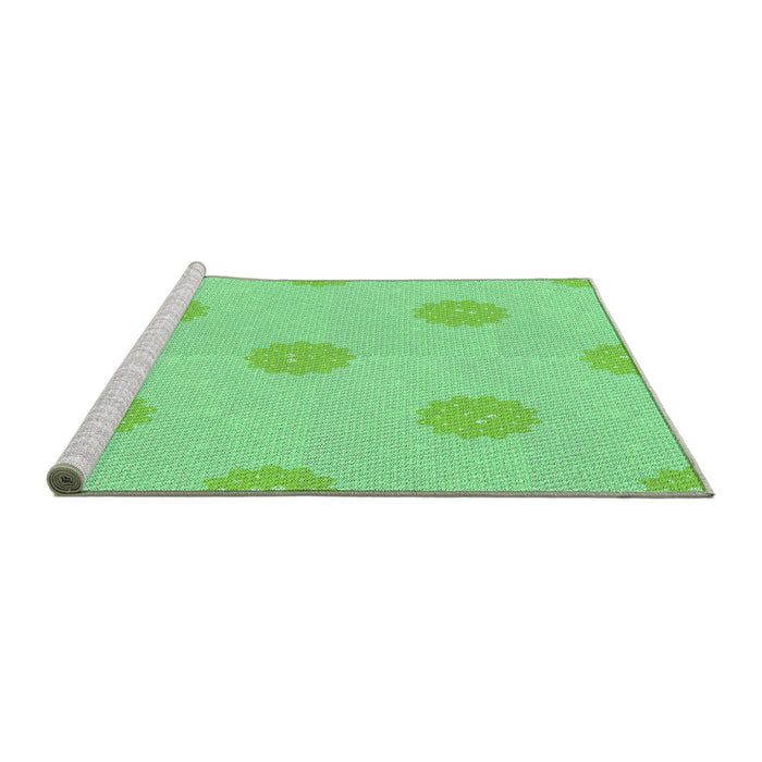 Sideview of Machine Washable Transitional Jade Green Rug, wshpat3506grn