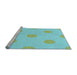 Sideview of Machine Washable Transitional Turquoise Green Rug, wshpat3506lblu