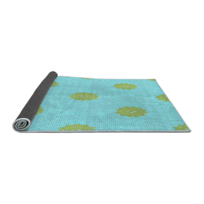 Thickness of Patterned Turquoise Green Rug, pat3506lblu