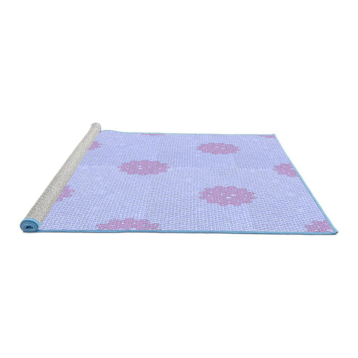 Sideview of Machine Washable Transitional Blue Rug, wshpat3507blu