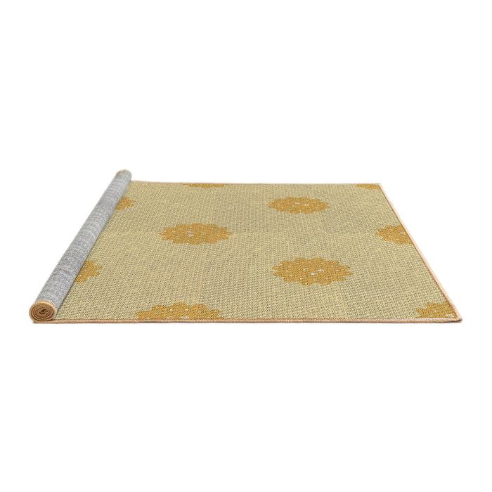 Sideview of Machine Washable Transitional Golden Gold Rug, wshpat3507brn