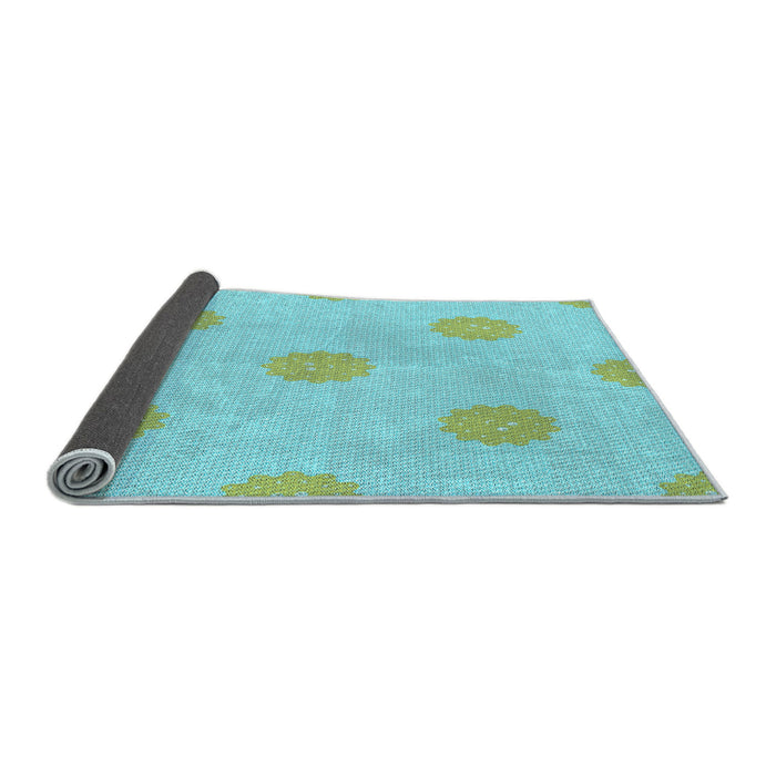 Thickness of Patterned Medium Turquoise Green Rug, pat3507lblu