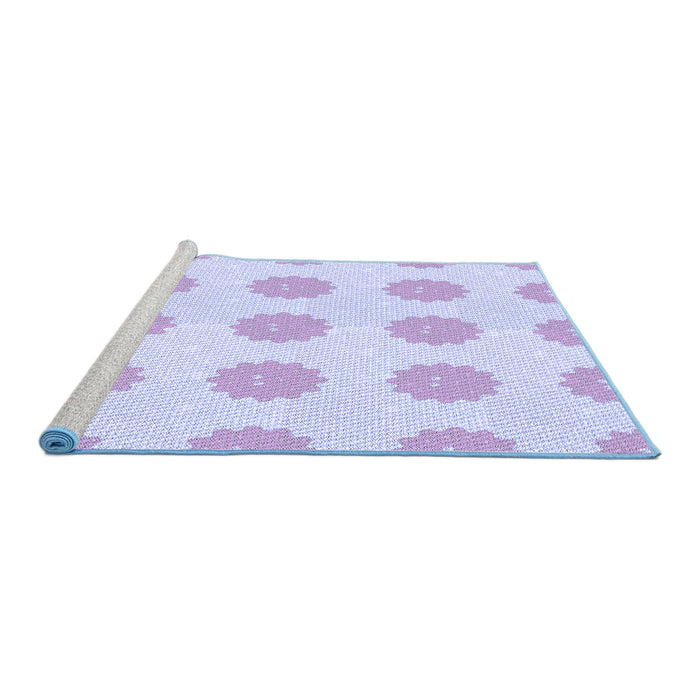 Sideview of Machine Washable Transitional Lavender Blue Rug, wshpat3508blu