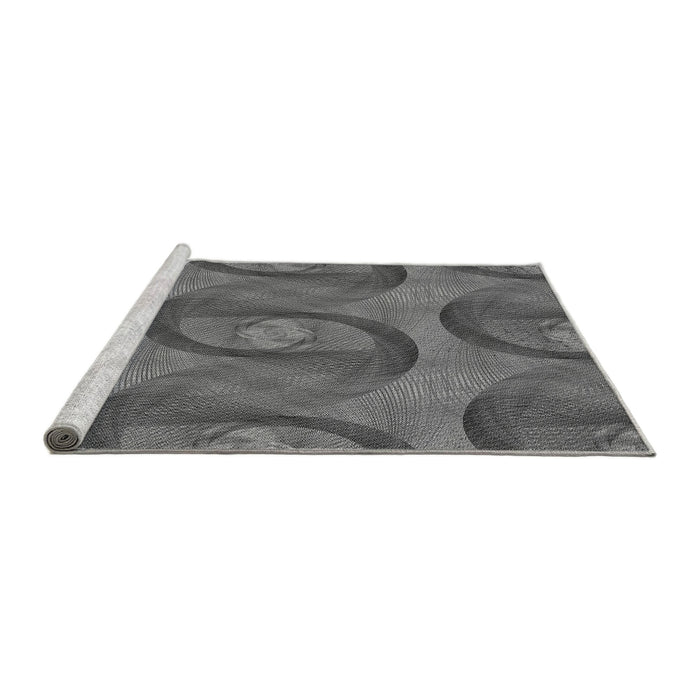 Sideview of Machine Washable Transitional Gunmetal Gray Rug, wshpat3509gry
