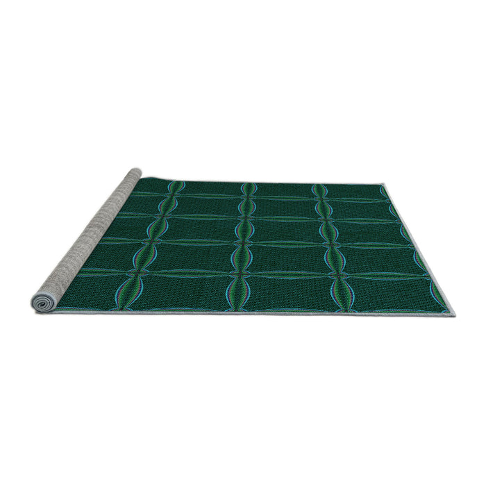 Sideview of Machine Washable Transitional Deep Teal Green Rug, wshpat351lblu