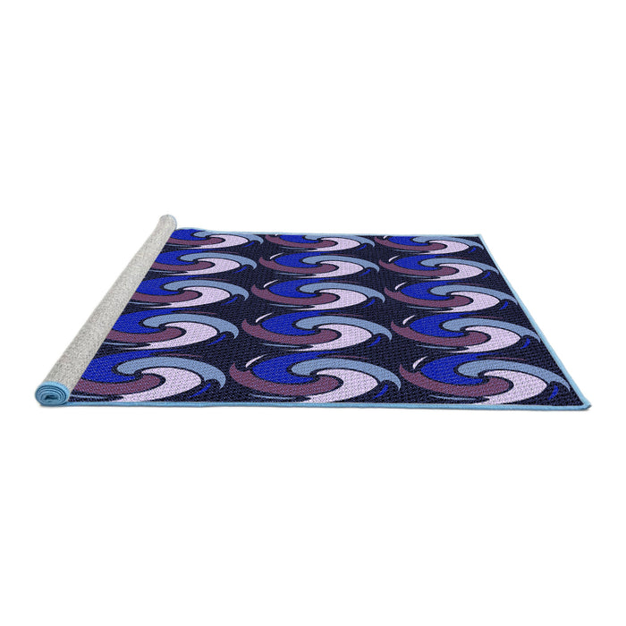 Sideview of Machine Washable Transitional Periwinkle Purple Rug, wshpat3510blu