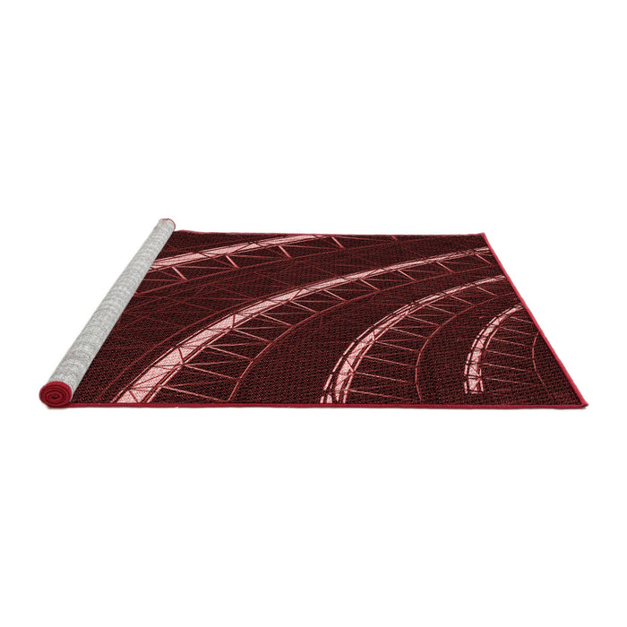 Sideview of Machine Washable Transitional Brown Red Rug, wshpat3511rd