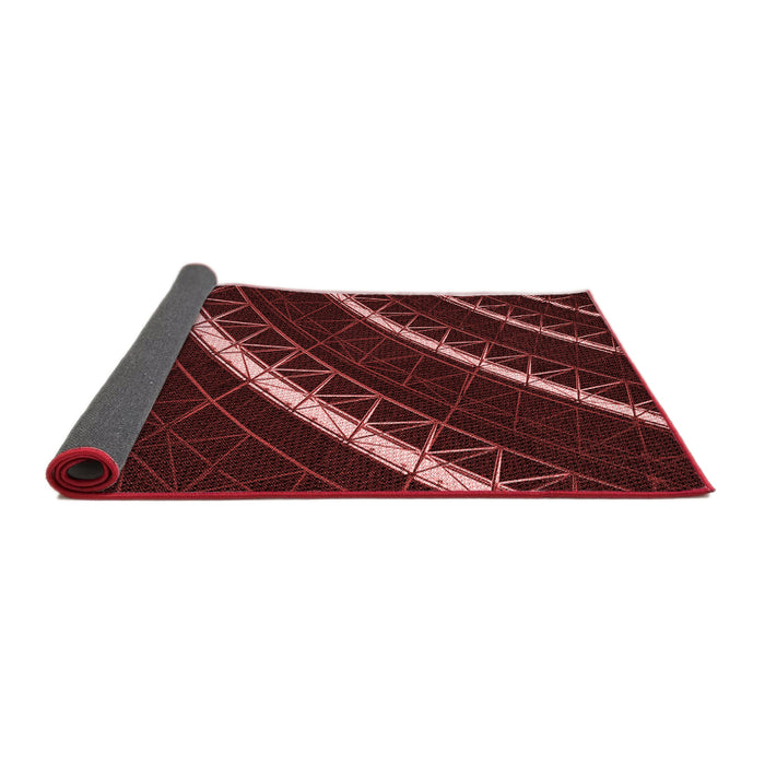 Thickness of Patterned Brown Red Rug, pat3512rd