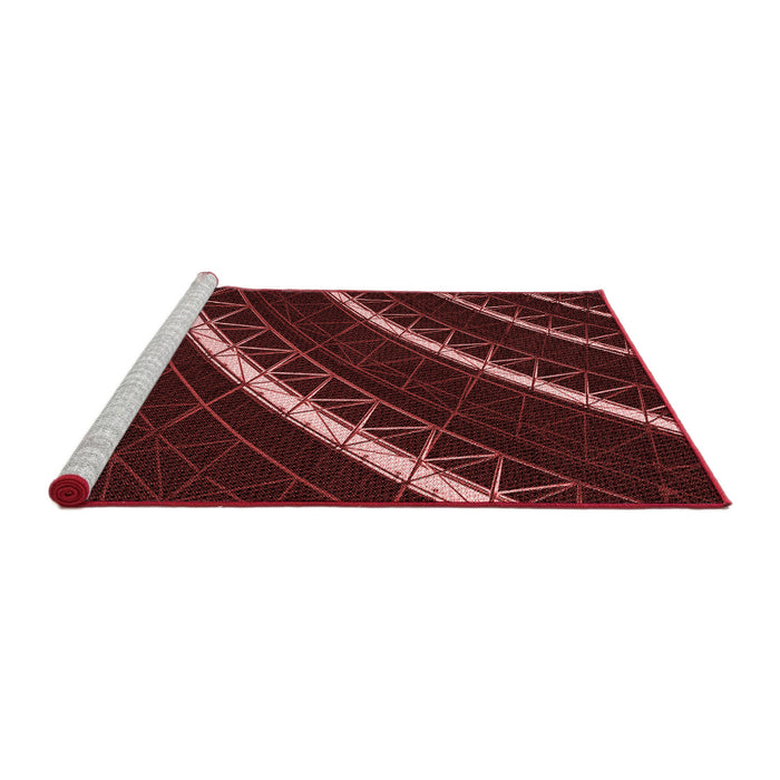 Sideview of Machine Washable Transitional Brown Red Rug, wshpat3512rd