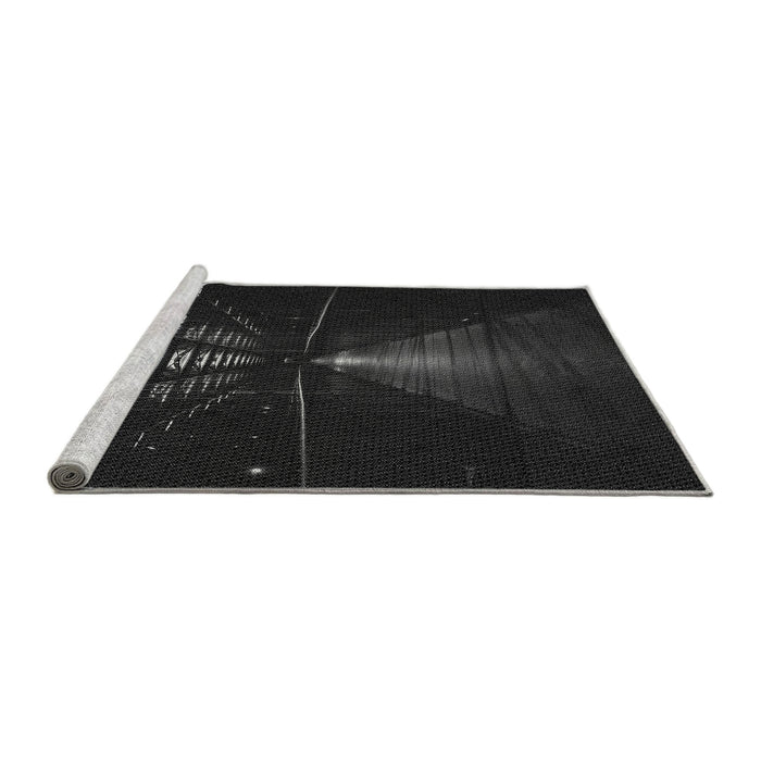 Sideview of Machine Washable Transitional Black Rug, wshpat3513gry