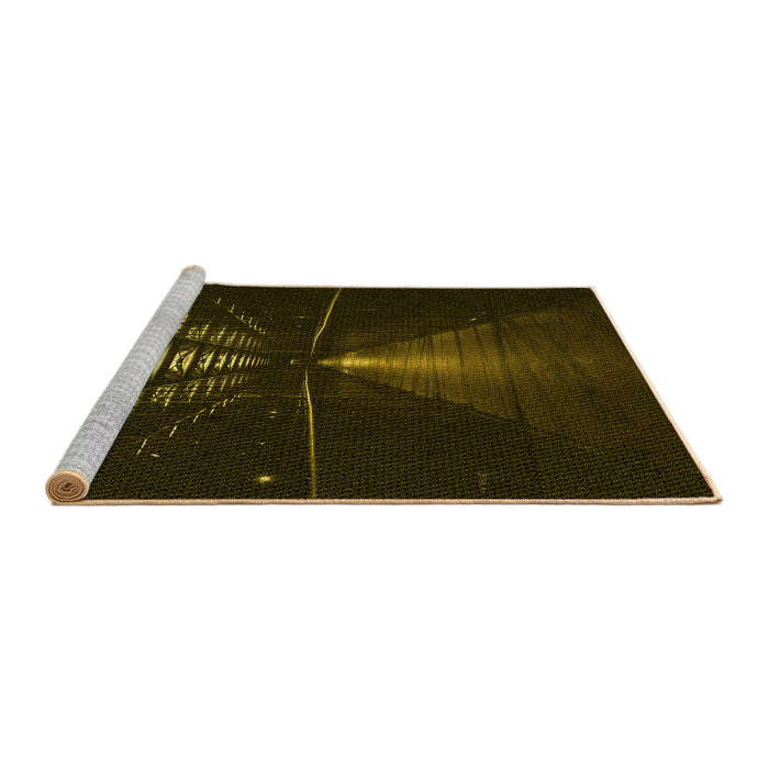 Sideview of Machine Washable Transitional Dark Bronze Brown Rug, wshpat3513yw