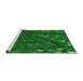 Sideview of Machine Washable Transitional Deep Emerald Green Rug, wshpat3514grn