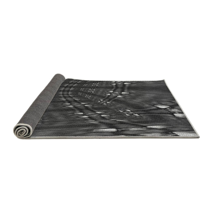 Thickness of Patterned Charcoal Black Rug, pat3514gry