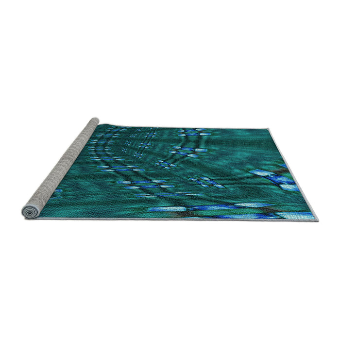 Sideview of Machine Washable Transitional Medium Teal Green Rug, wshpat3514lblu