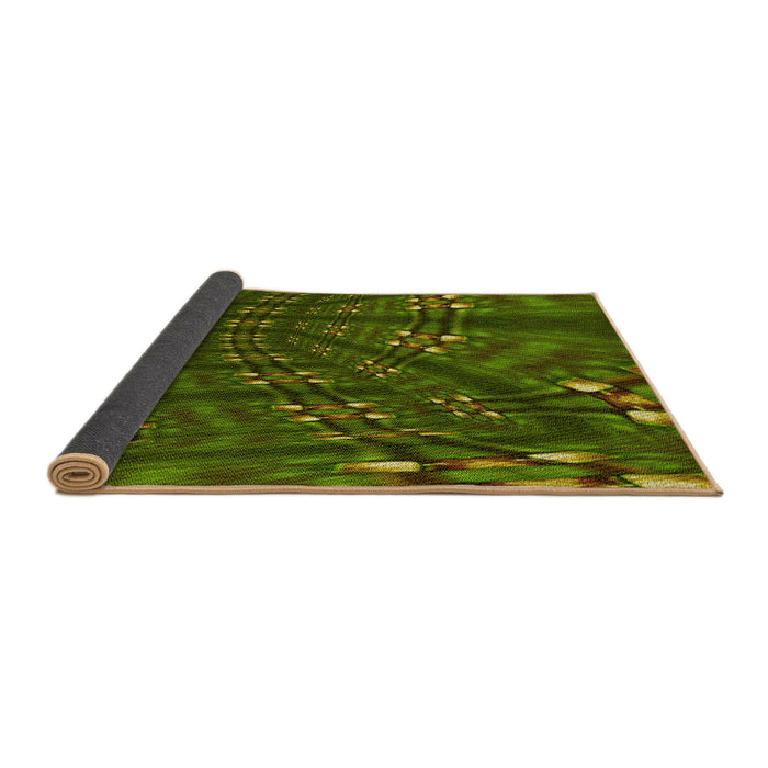 Thickness of Patterned Dark Forest Green Rug, pat3514yw