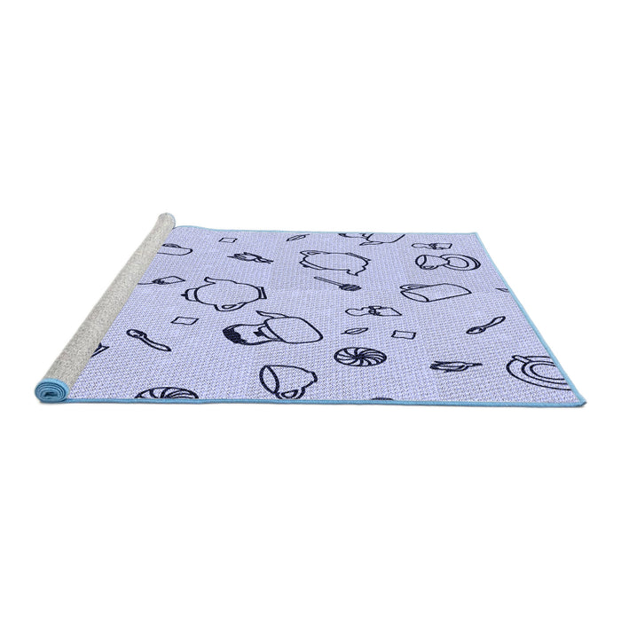 Sideview of Machine Washable Transitional Blue Rug, wshpat3515blu
