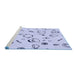 Sideview of Machine Washable Transitional Blue Rug, wshpat3515blu