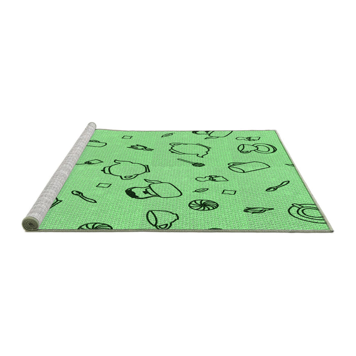 Sideview of Machine Washable Transitional Jade Green Rug, wshpat3515grn