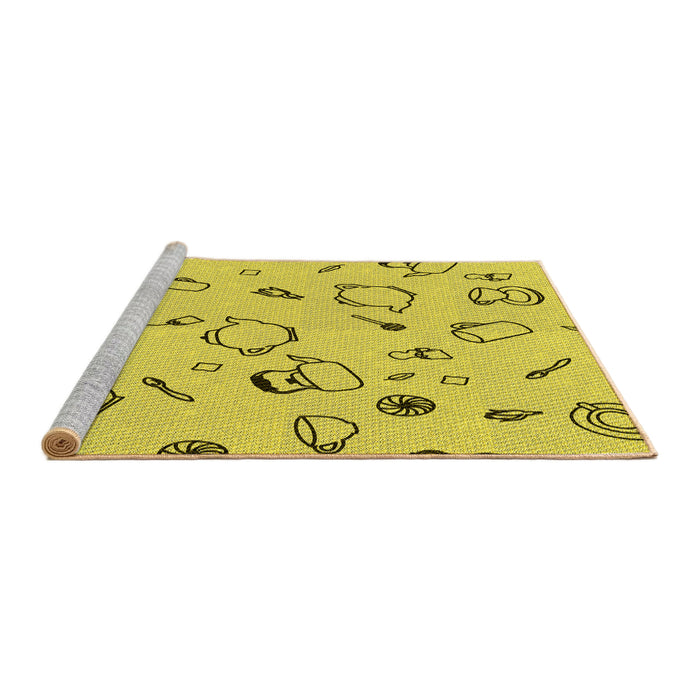 Sideview of Machine Washable Transitional Yellow Rug, wshpat3515yw