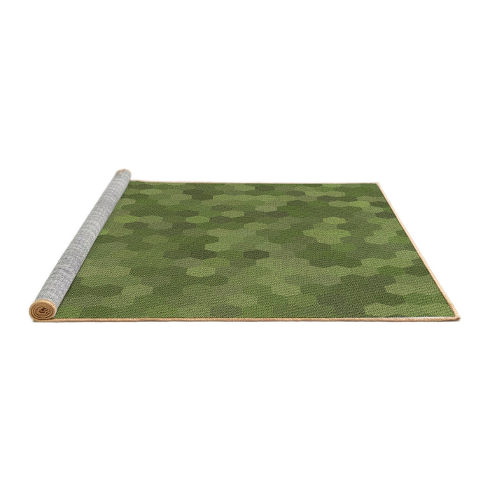 Sideview of Machine Washable Transitional Green Rug, wshpat3516brn