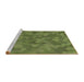 Sideview of Machine Washable Transitional Green Rug, wshpat3516brn