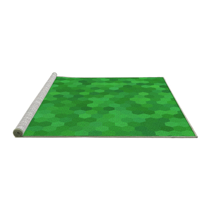 Sideview of Machine Washable Transitional Lime Green Rug, wshpat3516grn