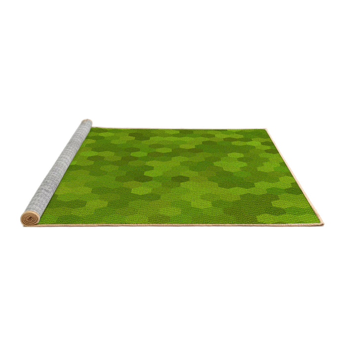Sideview of Machine Washable Transitional Dark Lime Green Rug, wshpat3516yw