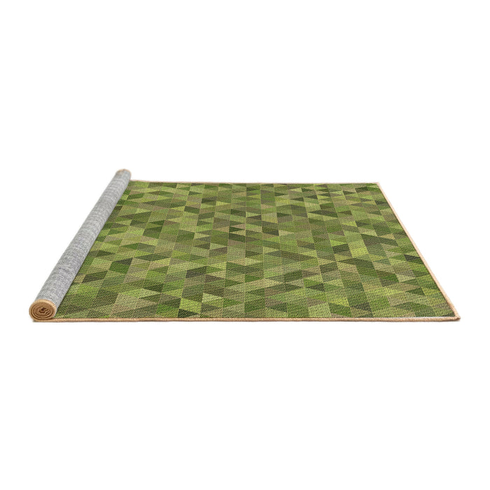 Sideview of Machine Washable Transitional Green Rug, wshpat3517brn
