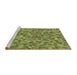 Sideview of Machine Washable Transitional Green Rug, wshpat3517brn