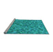 Sideview of Machine Washable Transitional Aqua Cyan Blue Rug, wshpat3517lblu