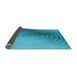 Thickness of Patterned Dark Turquoise Green Rug, pat3518lblu