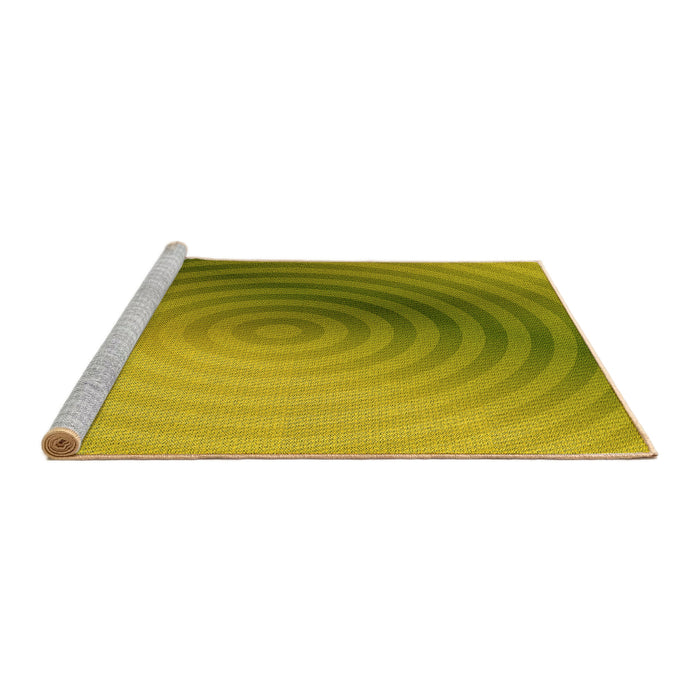 Sideview of Machine Washable Transitional Dark Yellow Green Rug, wshpat3518yw