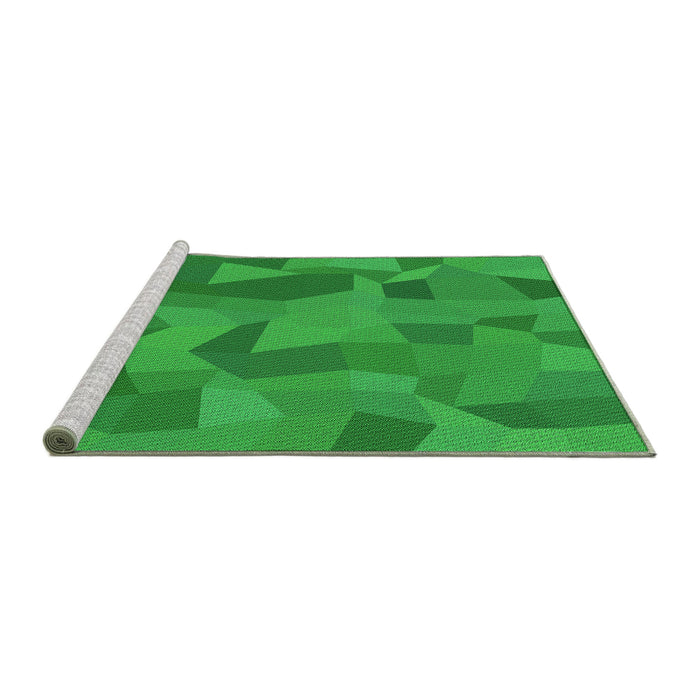 Sideview of Machine Washable Transitional Green Rug, wshpat3519grn