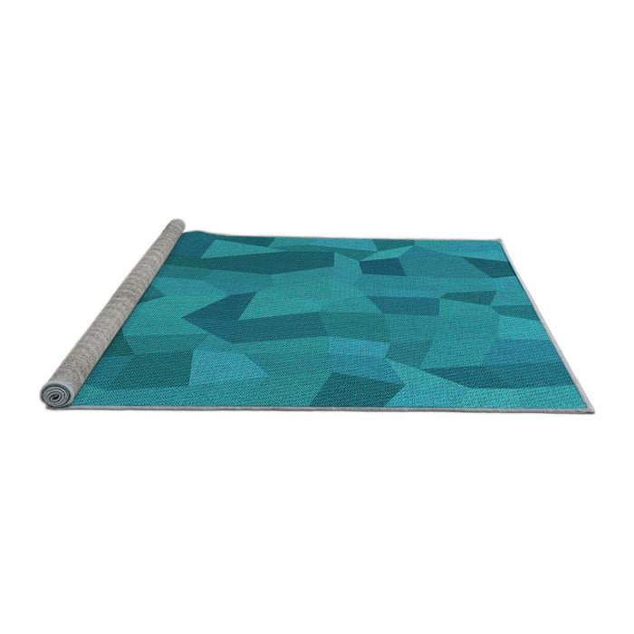 Sideview of Machine Washable Transitional Bright Turquoise Blue Rug, wshpat3519lblu