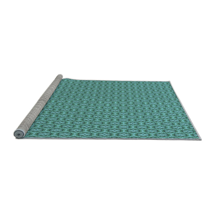 Sideview of Machine Washable Transitional Turquoise Green Rug, wshpat352lblu