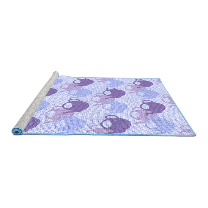 Sideview of Machine Washable Transitional Blue Rug, wshpat3520blu