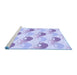 Sideview of Machine Washable Transitional Blue Rug, wshpat3520blu