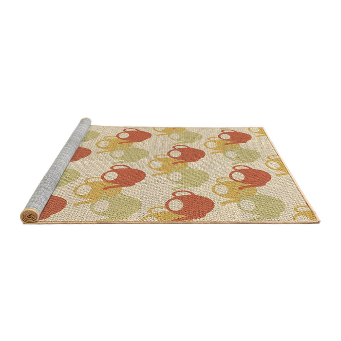 Sideview of Machine Washable Transitional Khaki Gold Rug, wshpat3520brn
