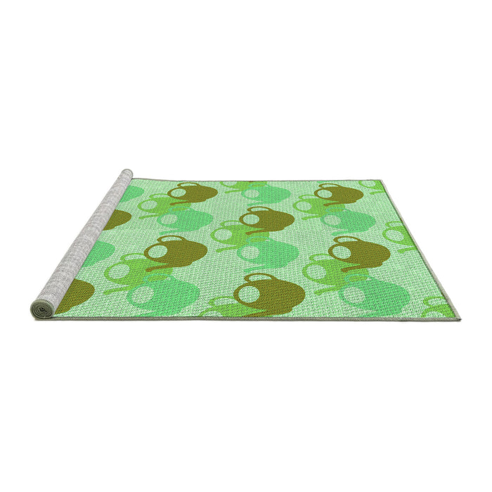 Sideview of Machine Washable Transitional Green Rug, wshpat3520grn